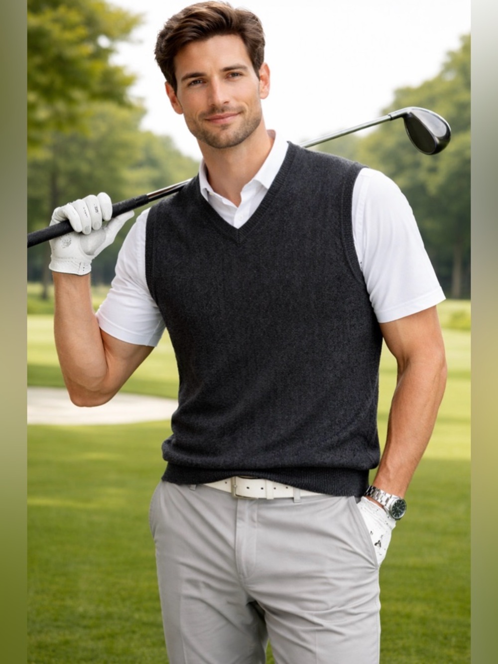 🔥Callaway golf apparel 50% Alpaca 50%tencel mens brown vest size L